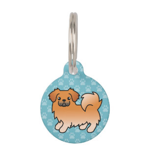 Roter Tibet-Spaniel-Cartoon-Hund Tiernamensmarke