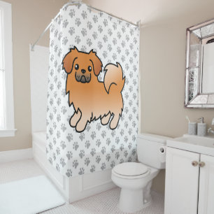 Roter Tibet-Spaniel Süßer Cartoon-Hund Duschvorhang