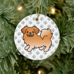 Roter Tibet-Spaniel Süßer Cartoon-Hund Keramik Ornament