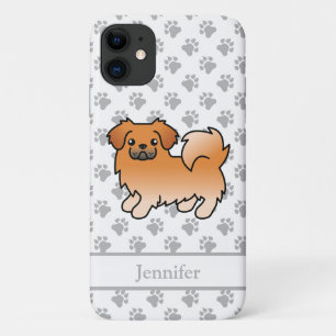 Roter Tibet-Spaniel Süßer Cartoon-Hund & Name Case-Mate iPhone Hülle