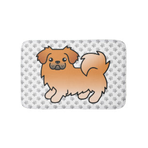 Roter Tibet-Spaniel Süßer Cartoon-Hund & Pfoten Badematte