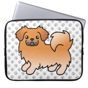 Roter Tibet-Spaniel Süßer Cartoon-Hund & Pfoten Laptopschutzhülle