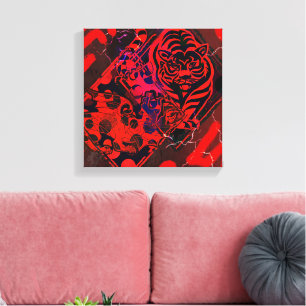 Roter Tiger Drache Leinwanddruck
