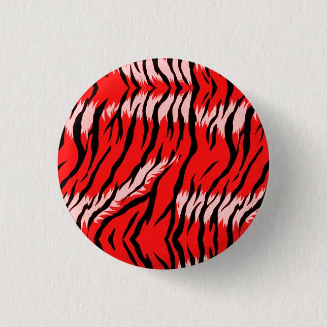 Roter Tiger-Tierhaut-Muster-Design  Button (Vorderseite)