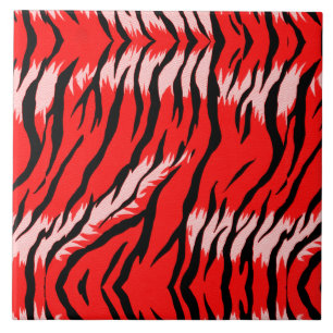 Roter Tiger-Tierhaut-Muster-Design Fliese
