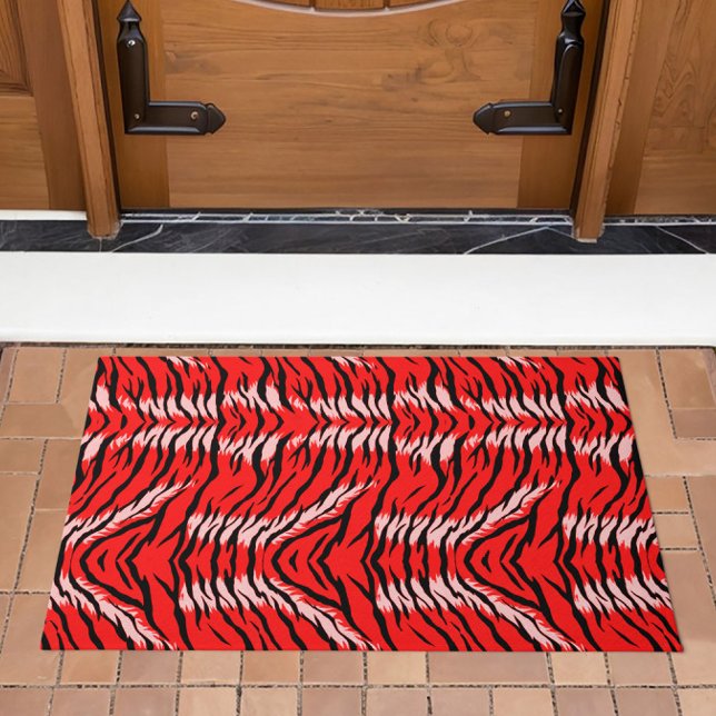 Roter Tiger-Tierhaut-Muster-Design  Fußmatte (Von Creator hochgeladen)