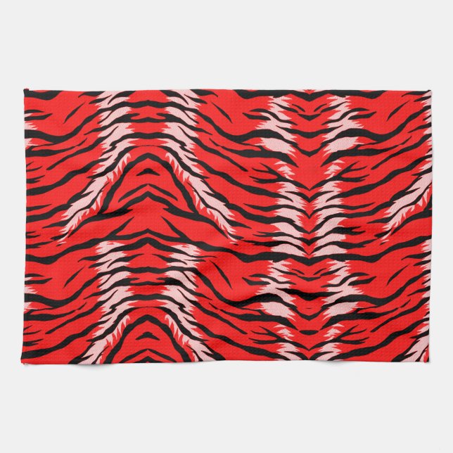 Roter Tiger-Tierhaut-Muster-Design  Geschirrtuch (Horizontal)