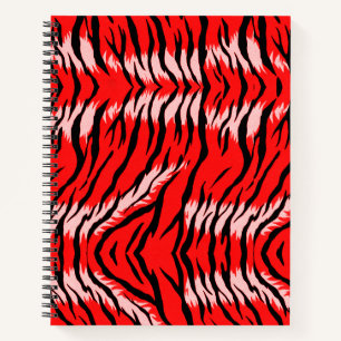 Roter Tiger-Tierhaut-Muster-Design Notizbuch