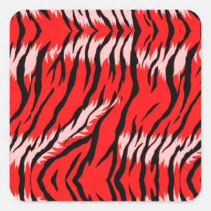 Roter Tiger-Tierhaut-Muster-Design Quadratischer Aufkleber