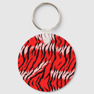 Roter Tiger-Tierhaut-Muster-Design Schlüsselanhänger