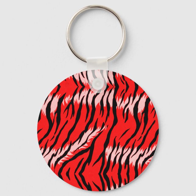 Roter Tiger-Tierhaut-Muster-Design  Schlüsselanhänger (Vorderseite)