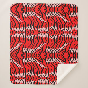 Roter Tiger-Tierhaut-Muster-Design Sherpadecke