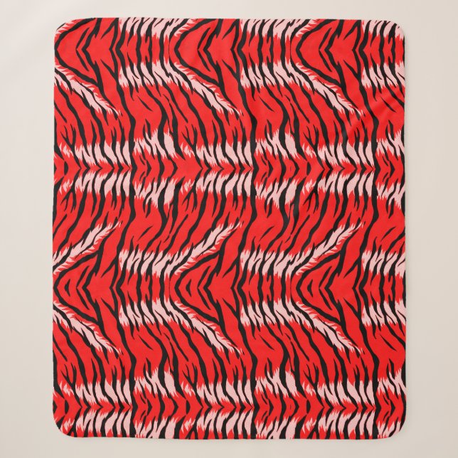 Roter Tiger-Tierhaut-Muster-Design  Sherpadecke (Vorderseite)