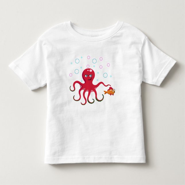 Roter Tintenfisch Kleinkind T-shirt (Vorderseite)
