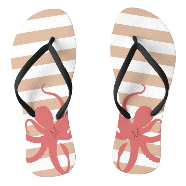 Roter Tintenfisch, moderner weißer Sand Flip Flops (Fußbett)