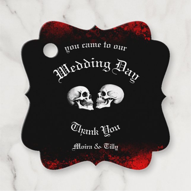 Roter Tod tanzende Skelette Gothic Wedding Geschenkanhänger (Vorderseite)