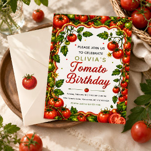 Roter Tomaten-Geburtstag Einladung