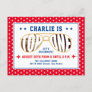 Roter TopOne-Kämpfer-Pilot zum ersten Geburtstag Postkarte