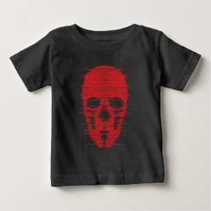 Roter Totenkopf-Glitch-Art Baby T-shirt