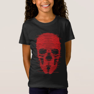 Roter Totenkopf-Glitch-Art T-Shirt