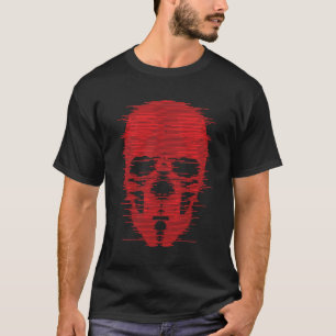 Roter Totenkopf-Glitch-Art T-Shirt