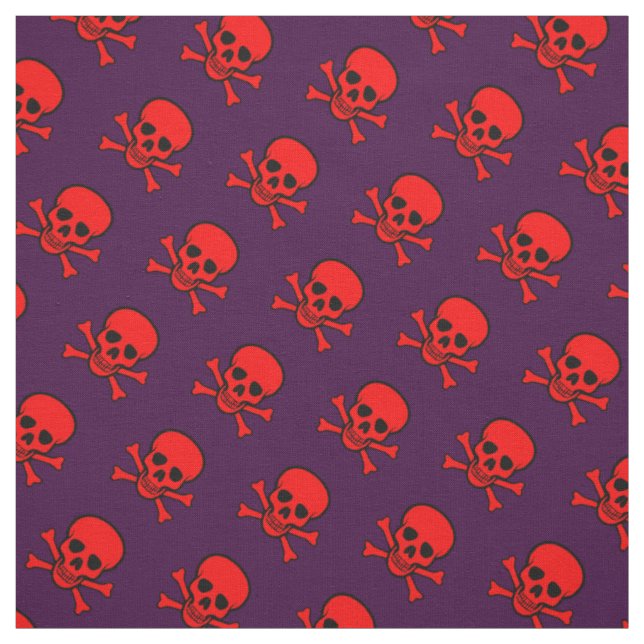 Roter Totenkopf- und Knochenmuster Stoff (Muster)
