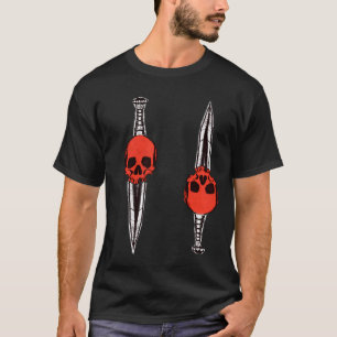 Roter Totenschädel Messer T-Shirt