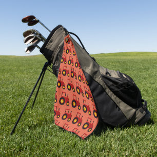 Roter Traktor Design Jeder Farbige Hintergrund Golfhandtuch