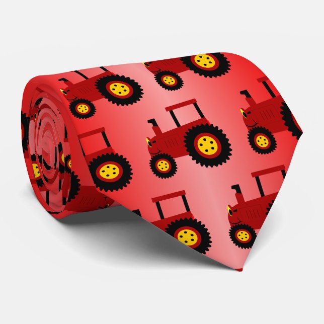 Roter Traktor Design Krawatte (Gerollt)