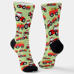Roter Traktor LKW Bauernhofprodukte Socken