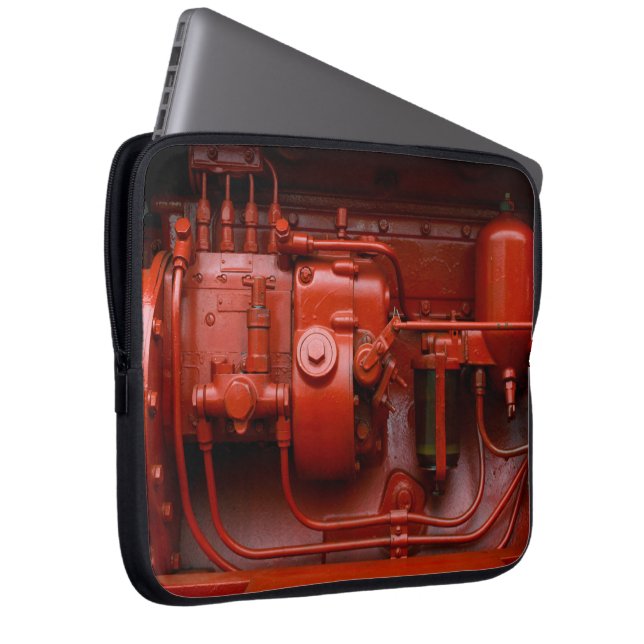 Roter Traktor-Motor Laptopschutzhülle (Vorne Rechts)