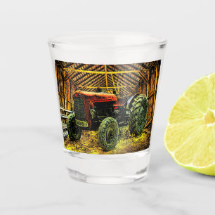 Roter Traktor Rustikaler Stall Schnapsglas