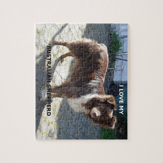 roter Tri Liebe w des australischen Schäfers pic Puzzle (Vertikal)