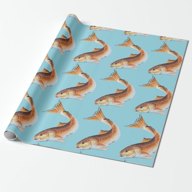 Roter Trommler auf blau Geschenkpapier (Ungerollt)