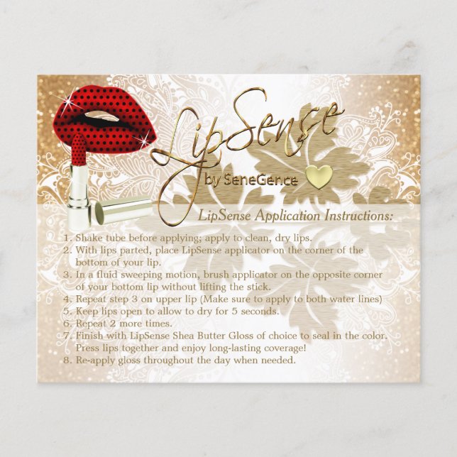 Roter Tupfen-Lippenstift Bedienungsblatt - Gold Flyer (Vorne)