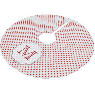 Roter Tupfen-Monogramm-Baumskirt Polyester Weihnachtsbaumdecke