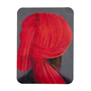 Roter Turban auf Grau 2014 Magnet