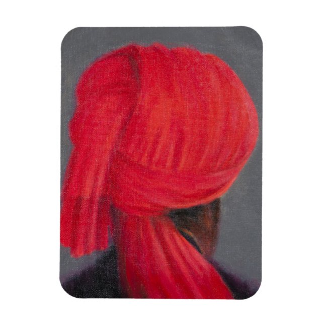 Roter Turban auf Grau 2014 Magnet (Vertikal)