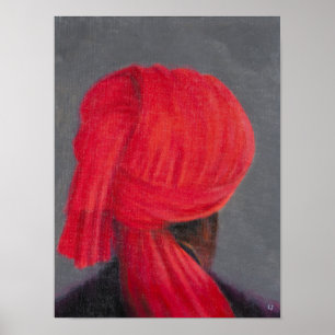 Roter Turban auf Grau 2014 Poster