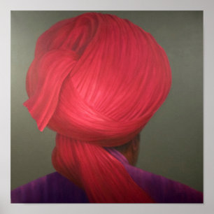 Roter Turban-lila Mantel Poster
