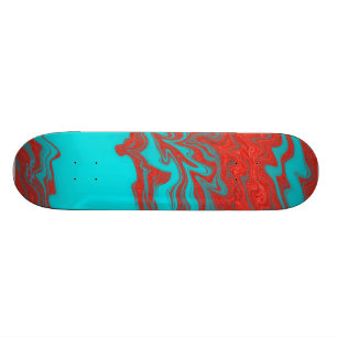 Roter Türkis-gewellte Linien Skateboard