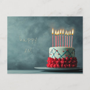 Roter Turquoise Birthday Cake Postkarte