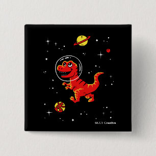 Roter Tyrannosaurus Rex Dinos im All Button