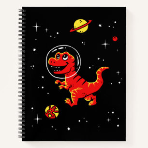Roter Tyrannosaurus Rex Dinos im All Notizbuch