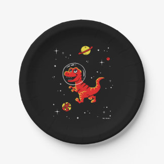 Roter Tyrannosaurus Rex Dinos im All Pappteller
