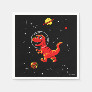 Roter Tyrannosaurus Rex Dinos im All Serviette