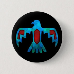 Roter u. blauer Thunderbird-Knopf Button