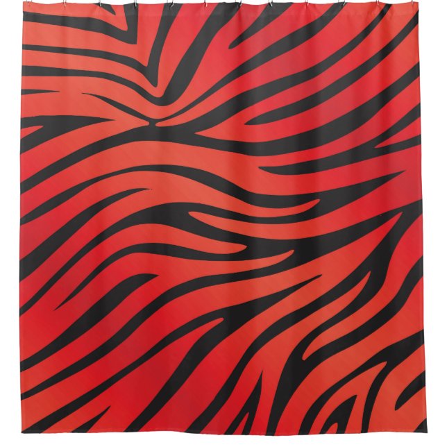 Roter u. schwarzer Zebra-Druck-Duschvorhang Duschvorhang (Vorderseite)
