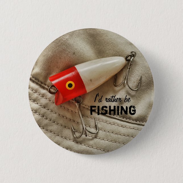 Roter u. weißer Fischen-Köder, den ich vielmehr Button (Vorderseite)
