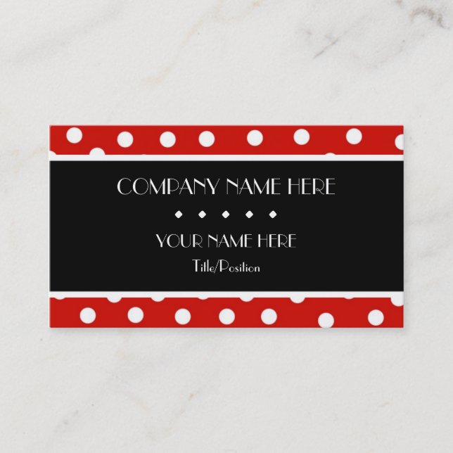 Roter u. weißer Tupfen Visitenkarte (Vorderseite)
